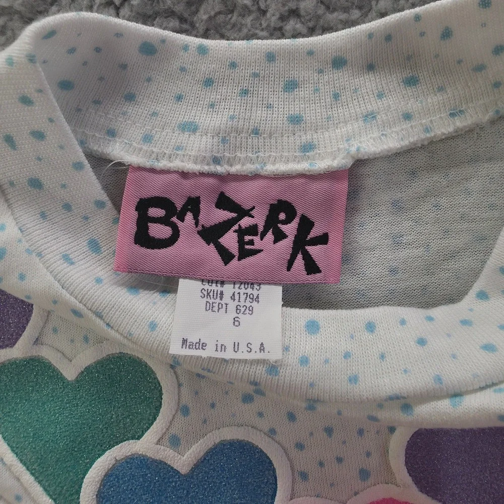 Vintage Bazerker Girls Heart Polka Dot 2 Piece Set Size 6 Made in USA 90s